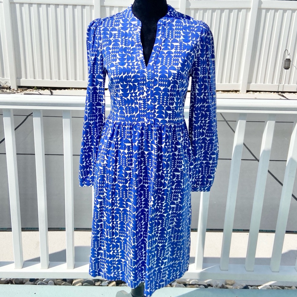 NWOT Naomi Relaxed Jersey Dress Sapphire Blue Geometric Pop Size 6